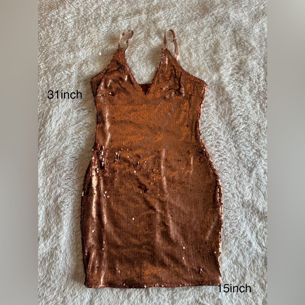 Sequin Slip Dress in Copper